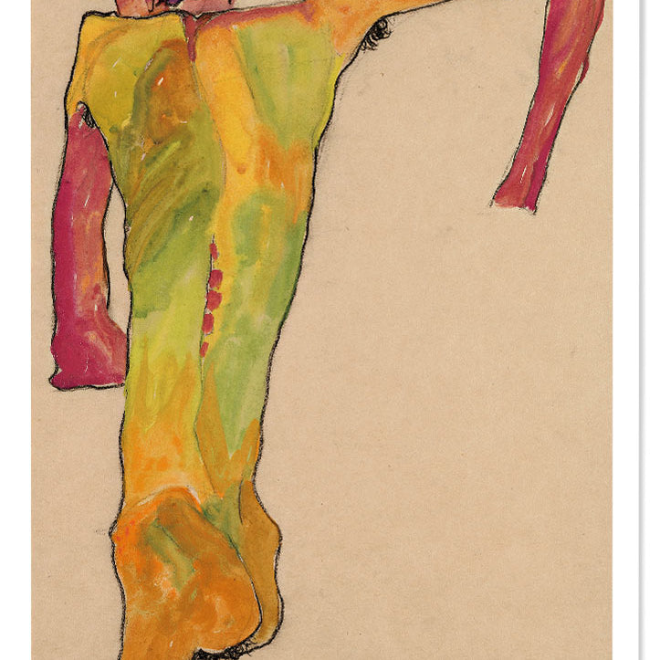 Egon Schiele Art Poster - Male Nude, Propping Himself Up