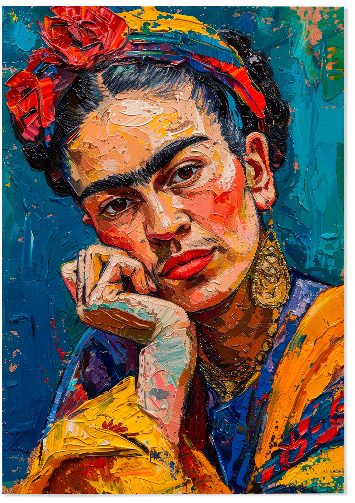 Frida Kahlo Impressionist Style Portrait Mid Century Modern Wall Art frida-kahlo-impressionist-style-portrait-mid-century-modern-wall-art