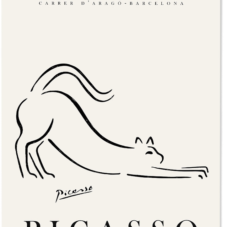 Picasso 'The Cat' Line Drawing Art Poster