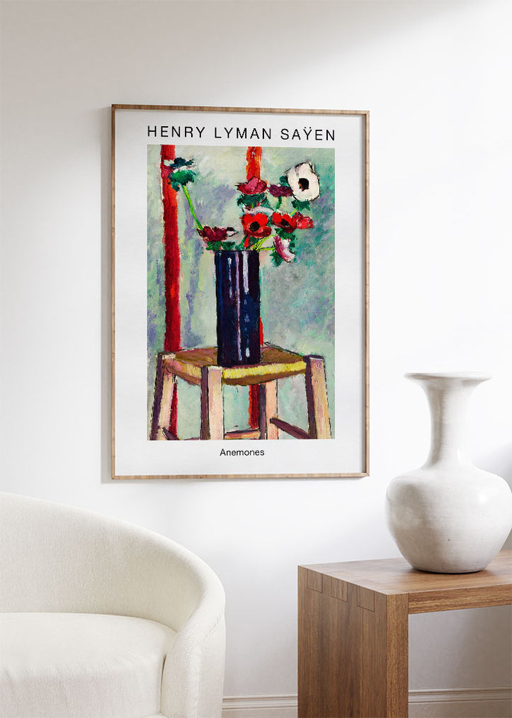 H. Lyman Saÿen art print showing his abstract still-life painting 'Anemones'. 
