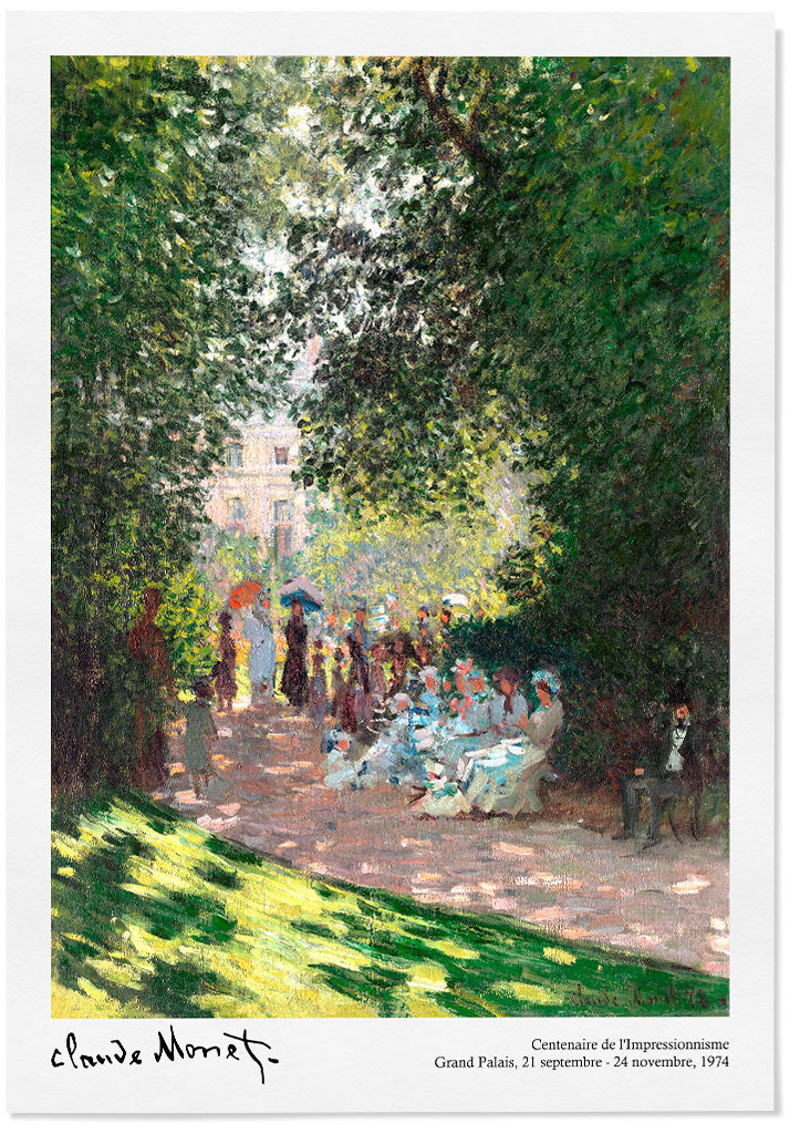 Claude Monet exhibition poster, showing his painting 'The Parc Monceau' from 1876.