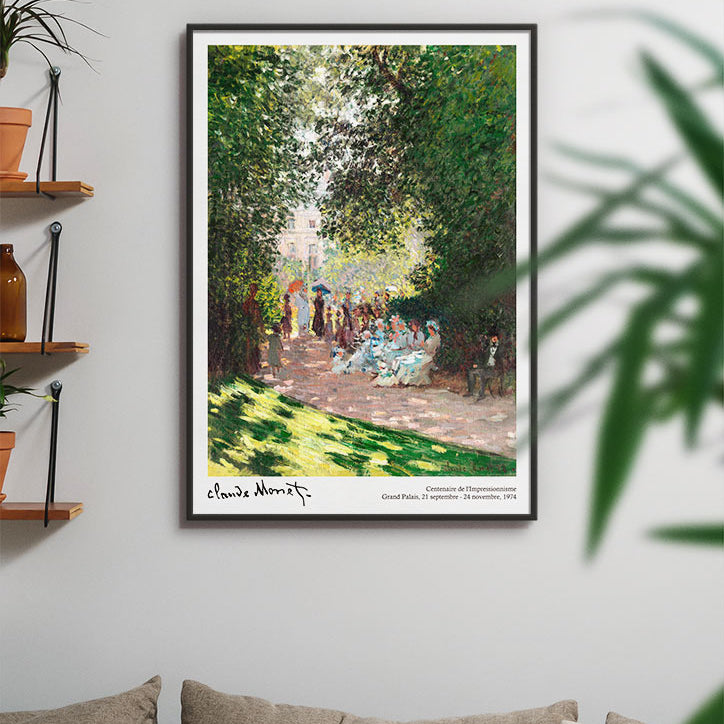 Claude Monet exhibition poster, showing his painting 'The Parc Monceau' from 1876.