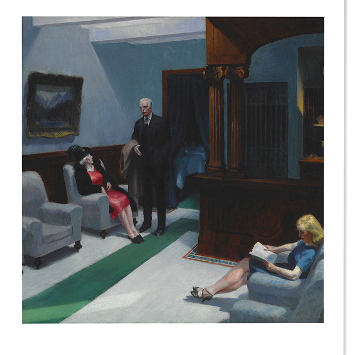 Edward Hopper print Hotel Lobby, Mid-century modern exhibition poster
