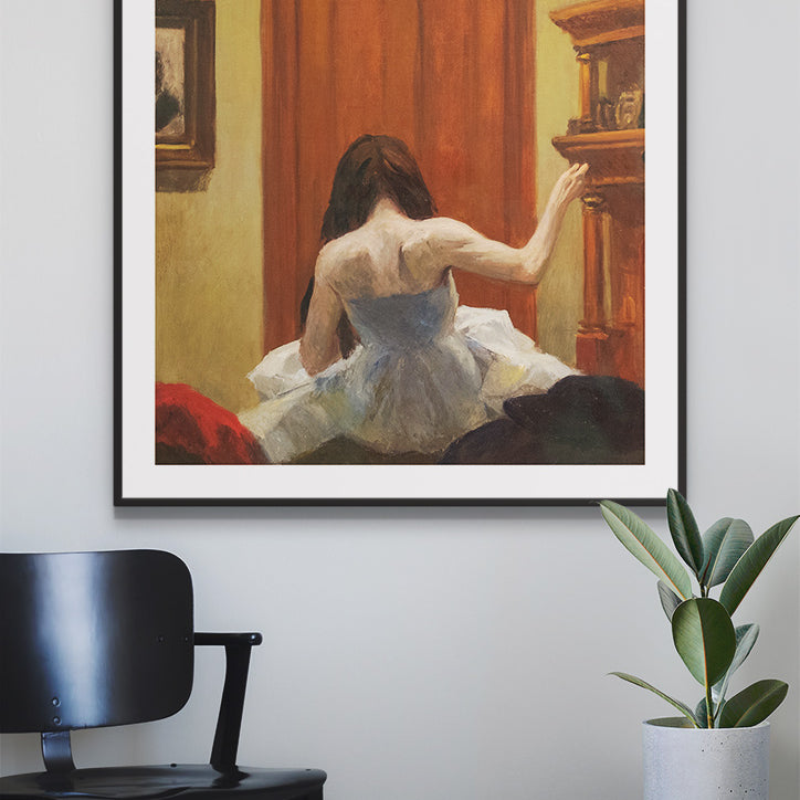 Edward Hopper square poster New York City interior, Mid Century Modern painting