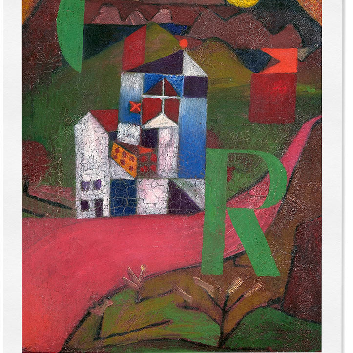 Abstract art poster featuring Paul Klee's 'Villa R' painting.