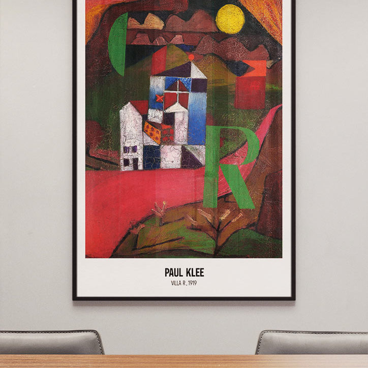 Abstract art poster featuring Paul Klee's 'Villa R' painting.