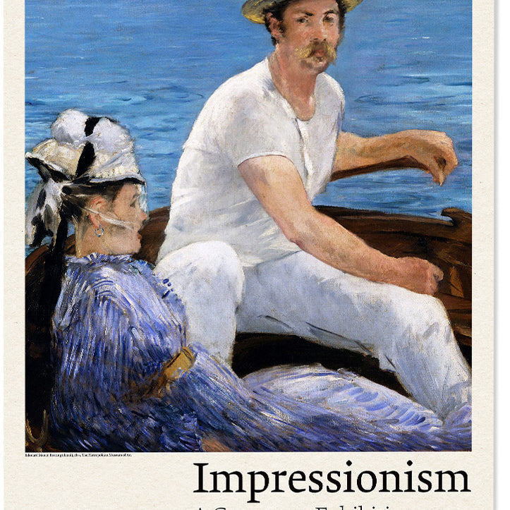 High quality reproduction of an Édouard Manet exhibition poster featuring detail of his painting 'Boating'.