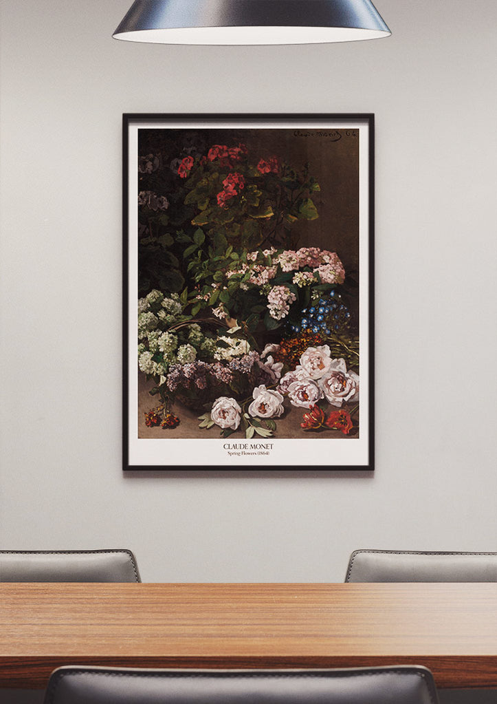 A beautiful Monet art poster, featuring his still life painting 'Spring Flowers'.