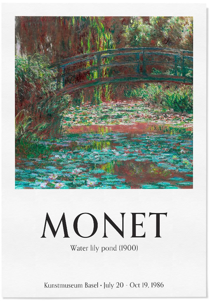Vintage style art poster showing Monet's 'Water Lily Pond'.