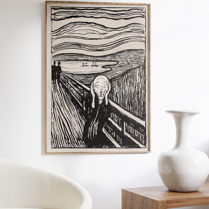 Edvard Munch 'The Scream' Black and White Poster