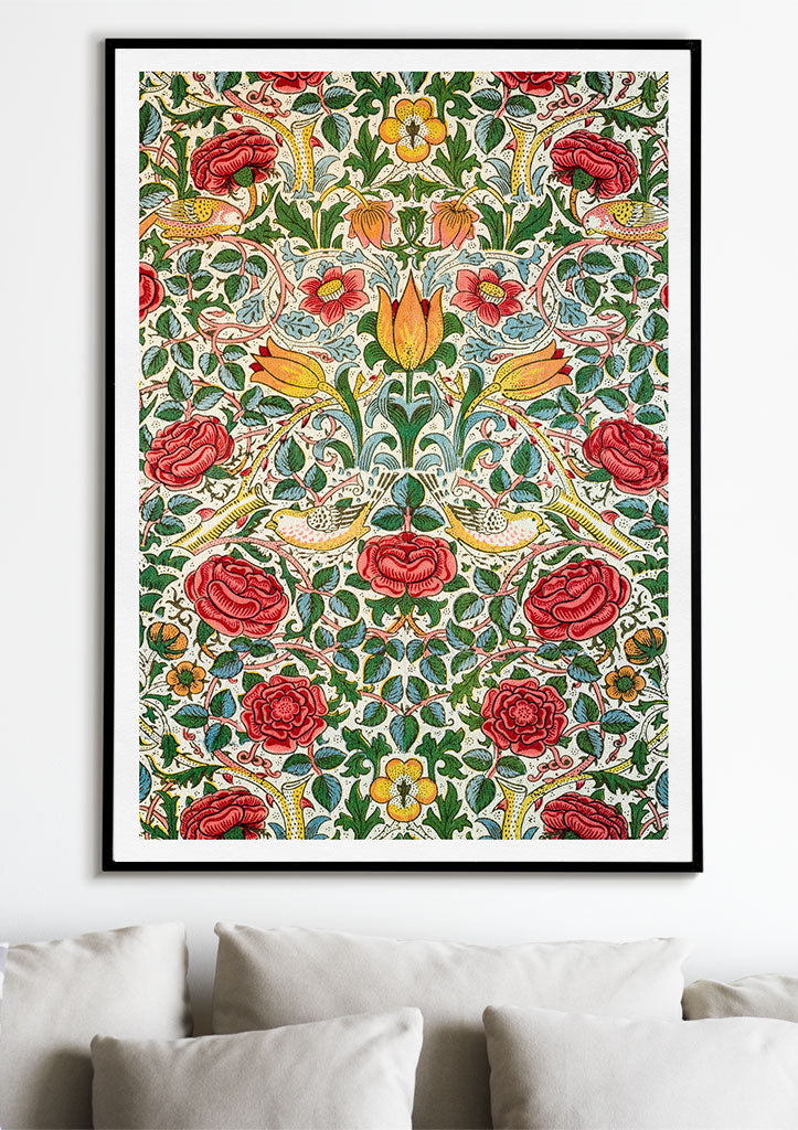 William Morris - Rose and Birds Art Poster