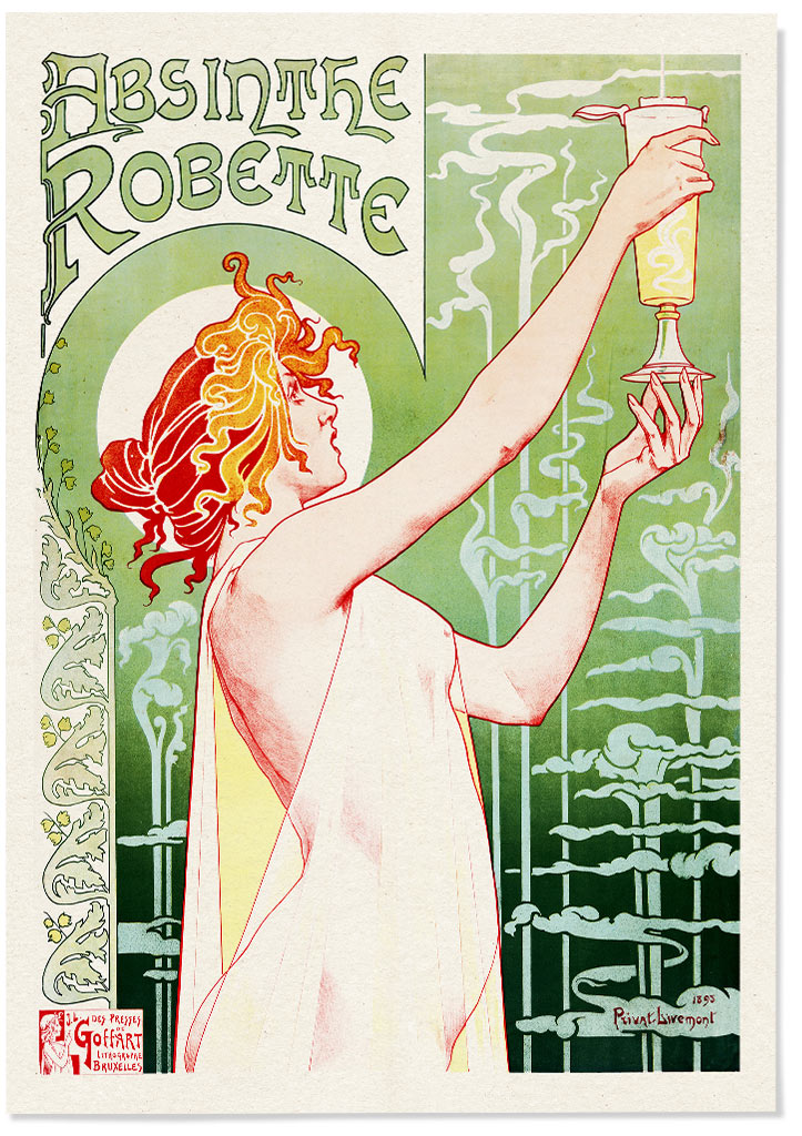 Vintage Absinthe Robette poster Privat Livemont’s artwork