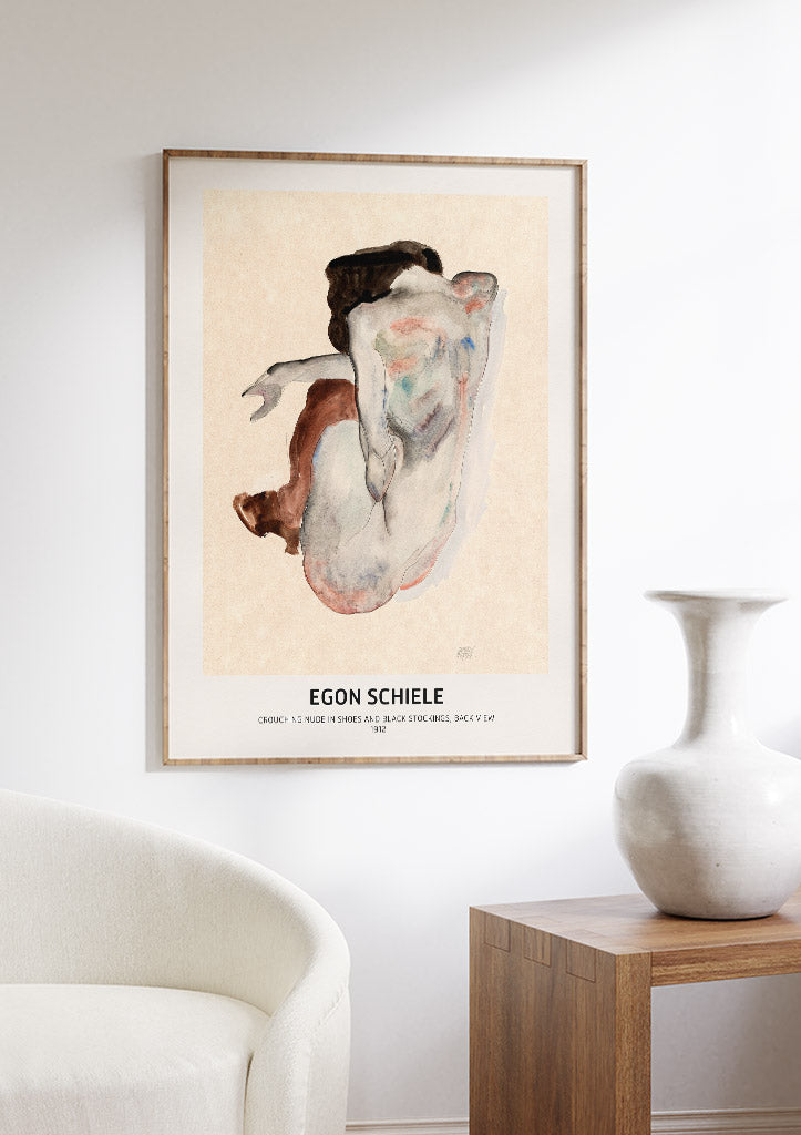 Egon Schiele Art Print - Crouching Nude