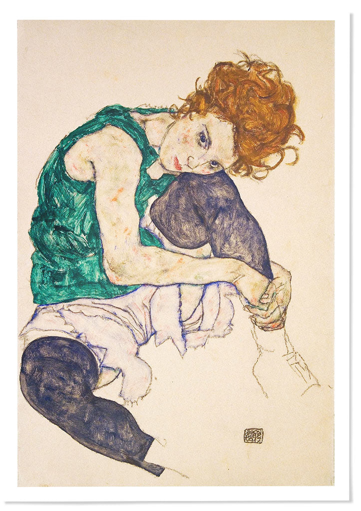 Egon Schiele Print - Sitting Woman with Legs Drawn Up