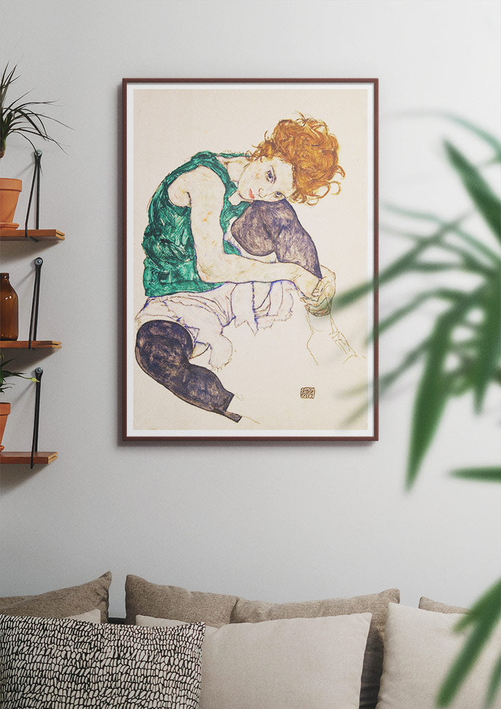 Egon Schiele Print - Sitting Woman with Legs Drawn Up