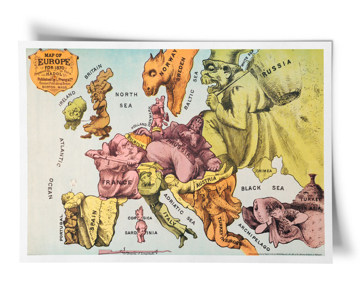 Illustrated Map of Europe 1870