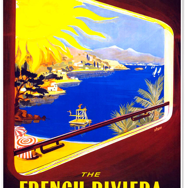 French Riviera Retro Travel Poster