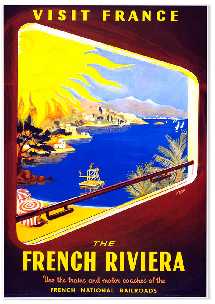 French Riviera Retro Travel Poster