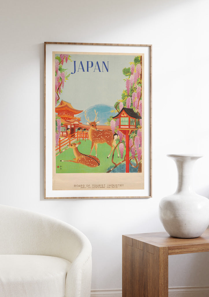 Japanese Travel Poster with Deer