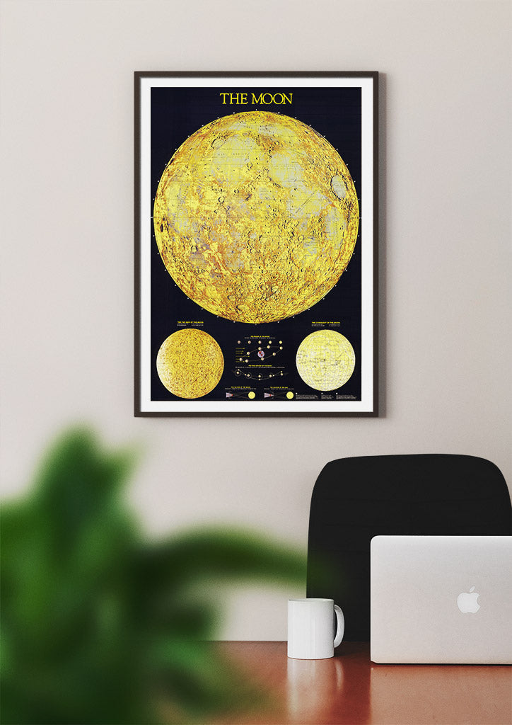 Detailed Map of the Moon and Moon Phases Poster | Astrology Wall Art ...