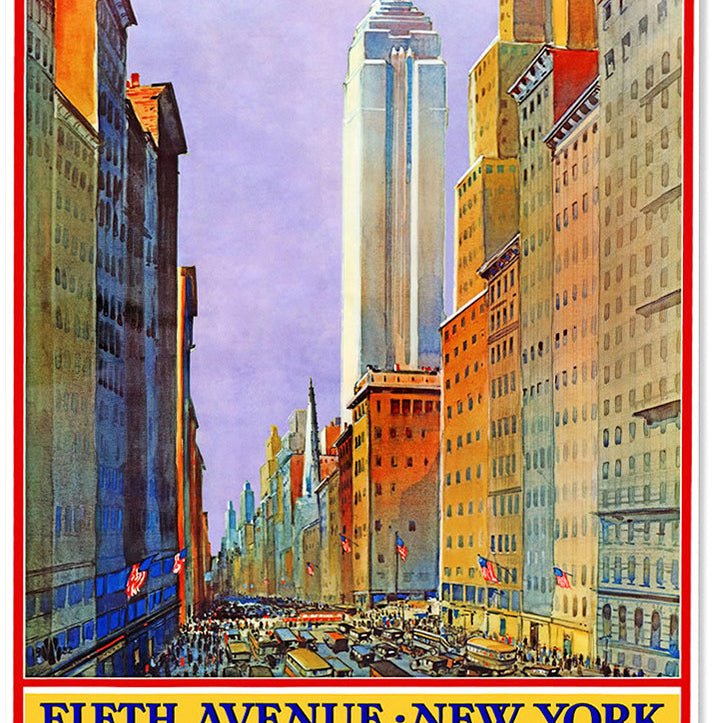 Vintage New York Travel Poster 5th Avenue