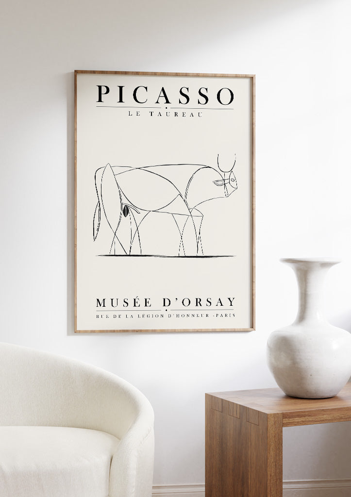 Picasso 'The Bull' Line Drawing Art PosterPicasso 'The Bull' Line Drawing Art Poster