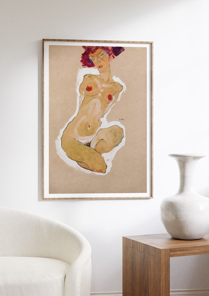 Egon Schiele - Squatting Female Nude