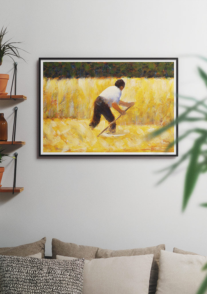 Georges Seurat art print featuring his painting 'The Mower'.