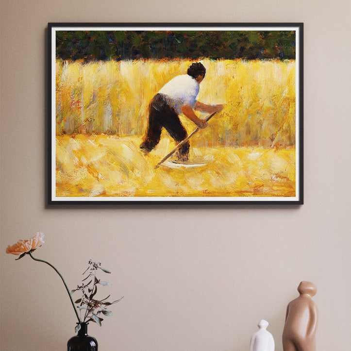 Georges Seurat art print featuring his painting 'The Mower'.