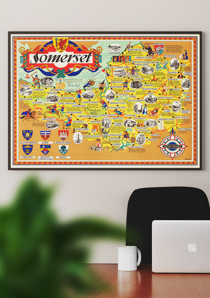 Somerset Pictorial Map | High Quality Reproductions of Vintage Maps ...