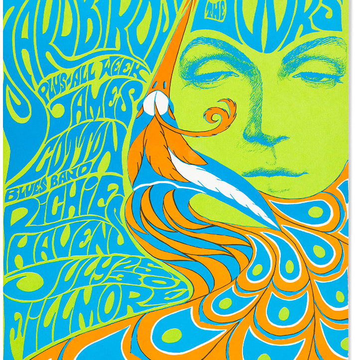 Vintage music poster featuring The Doors and The Yardbirds.