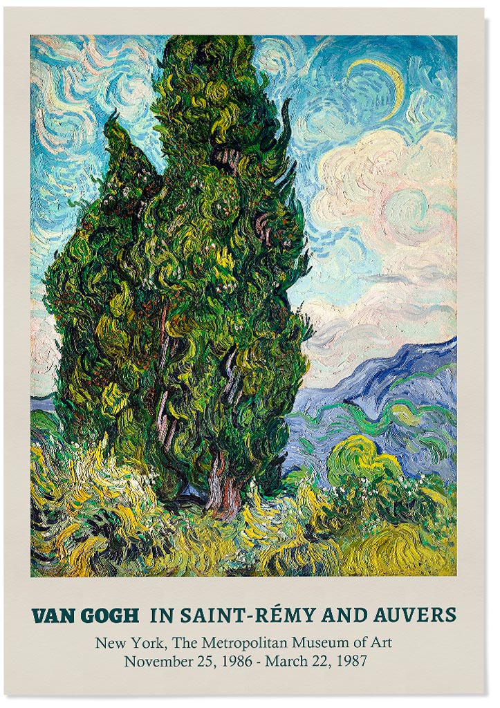 Vincent van Gogh Art Poster - Two Cypresses