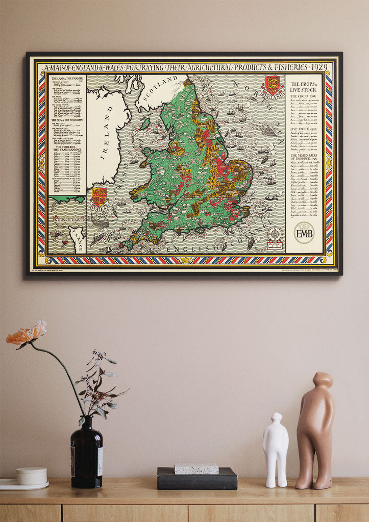England 'The Crops & Live Stock' Map
