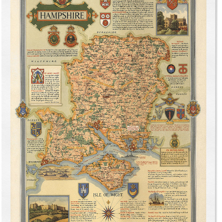 Vintage Map Of Hampshire England High Quality Reproductions Posterist vintage-map-of-hampshire-england-high-quality-reproductions-posterist