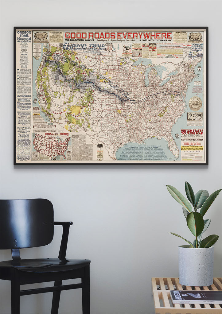 Road Maps USA Highway Map | High Quality Reproductions of Vintage Maps – Posterist