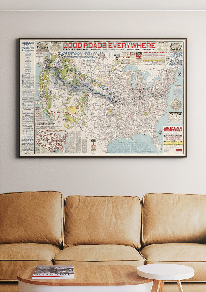 Road Maps USA Highway Map | High Quality Reproductions of Vintage Maps – Posterist