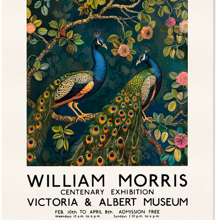 William Morris V&A Poster - Two Peafowl on a Tree