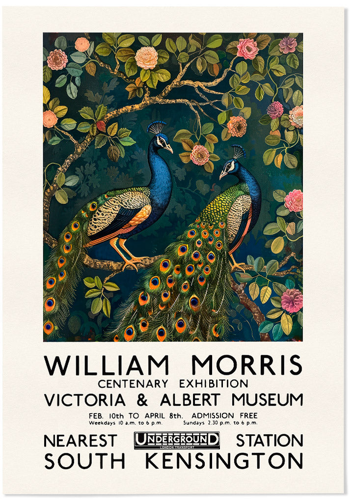 William Morris V&A Poster - Two Peafowl on a Tree