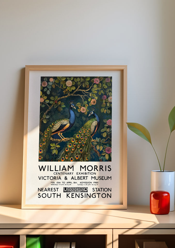 William Morris V&A Poster - Two Peafowl on a Tree