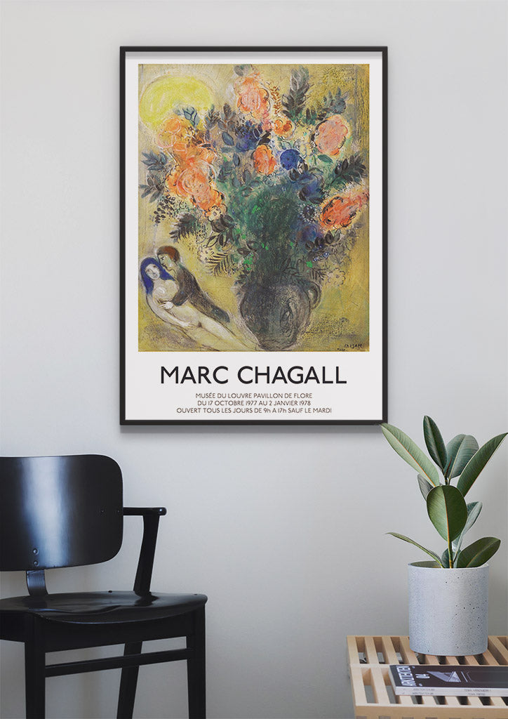 Marc Chagall Print - Fleurs et Couple