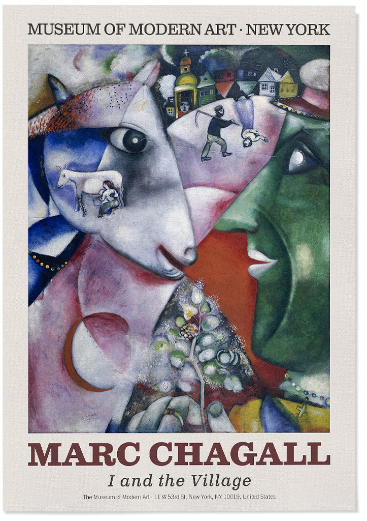 Marc Chagall art print, exhibition poster, I and the Village painting