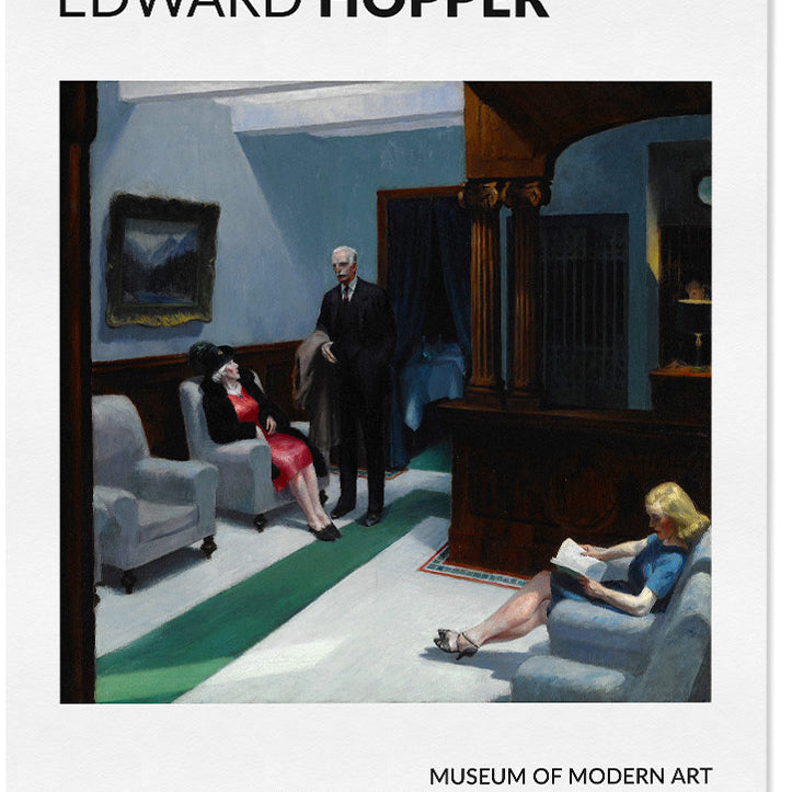 Edward Hopper Hotel Lobby Art Print, Mid Century Modern exhibition poster