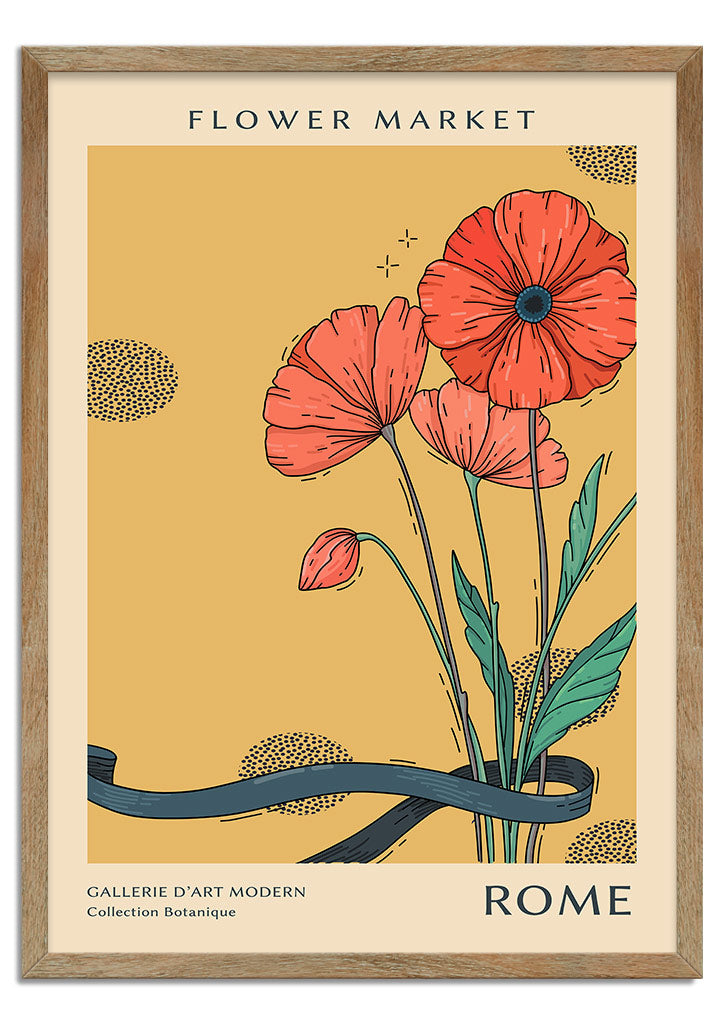 Flower Market Poster - Rome