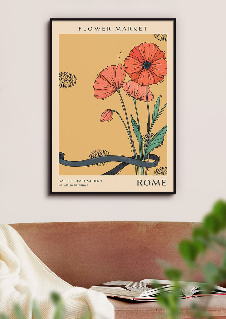 Flower Market Poster - Rome