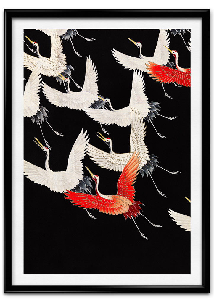 Japanese Flying Cranes Art Print