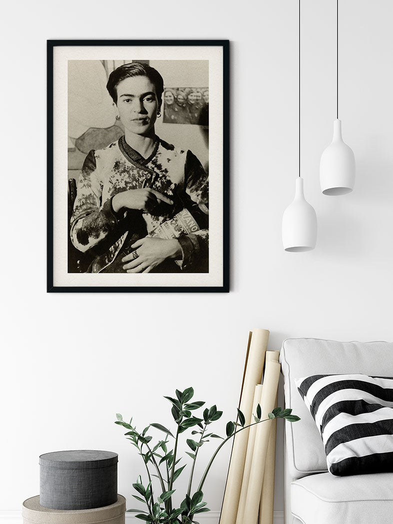 Frida Kahlo Portrait Black and White