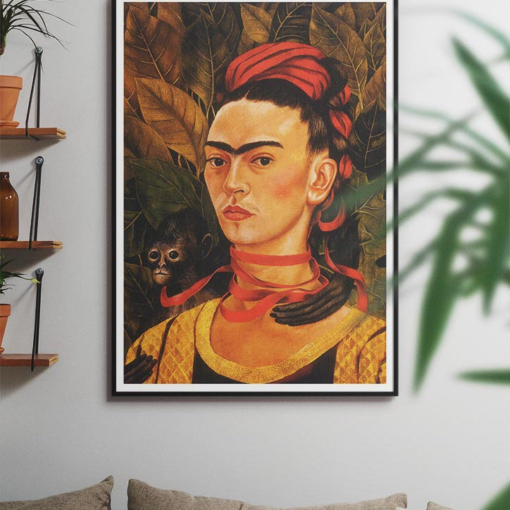 Frida Kahlo Art Print Self Portrait with Monkey