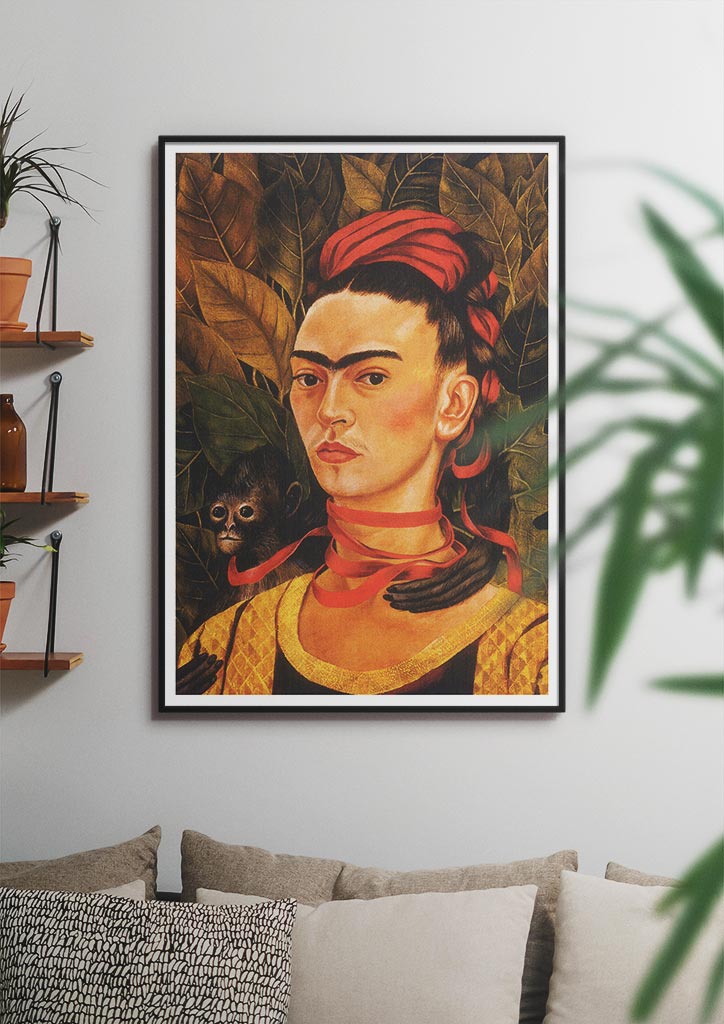Frida Kahlo Art Print Self Portrait with Monkey