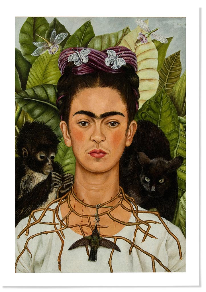 Frida Kahlo Self-Portrait with Thorn Necklace and Hummingbird