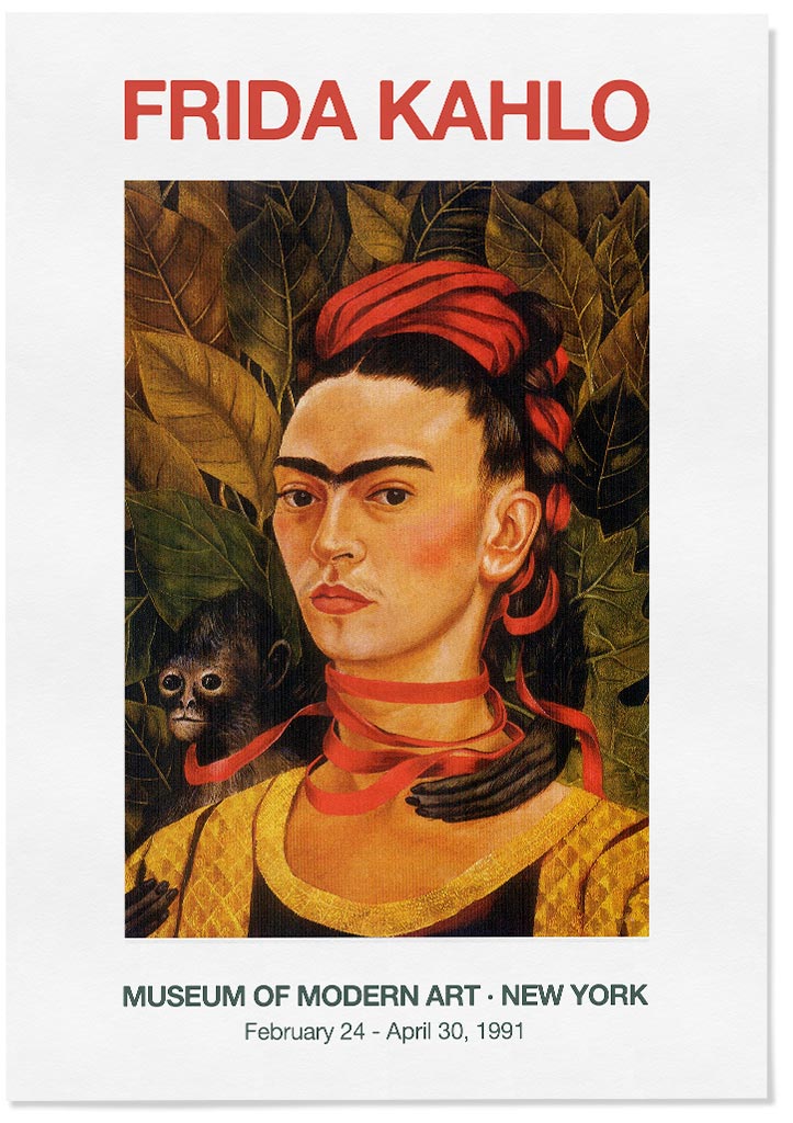 Self Portrait with Monkey by Frida Kahlo Exhibition Poster